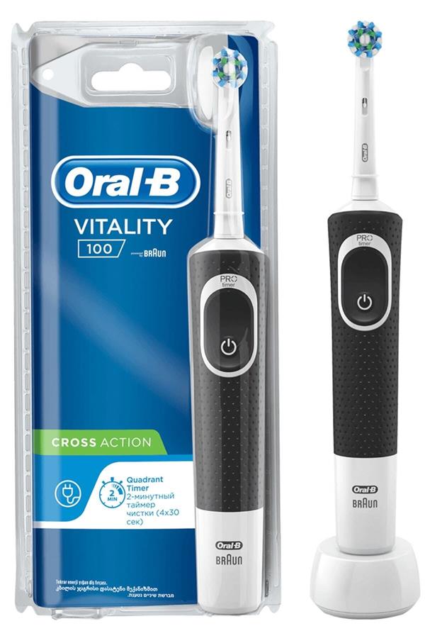 9923مسواک برقی قابل شارژ اورال بی / D100 Rechargeable Toothbrush Cross Action Black