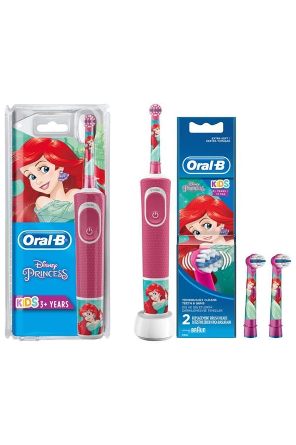 9930مسواک برقی قابل شارژ اورال بی / Electric Toothbrush Princess +2 Replacement Heads for Girl Child Pink D100