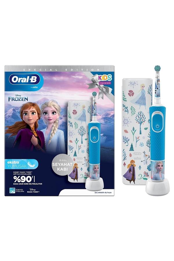 مسواک برقی قابل شارژ اورال-بی مخصوص کودکان با ضمانت اصالت کالا، مدلD100 Vitality Frozen Special Series Extra Soft Rechargeable Toothbrush for Kids + Sey