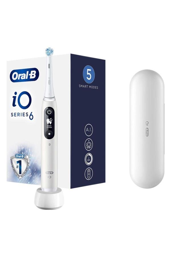 مسواک برقی قابل شارژ اورال-بی با ضمانت اصالت کالا، مدلiO - 6 Rechargeable Toothbrush White Newest 990396