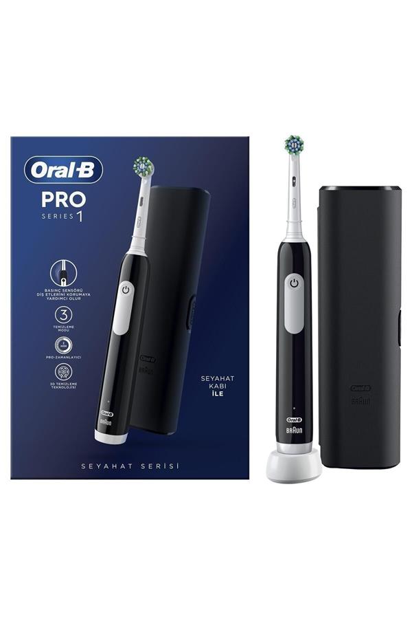 مسواک برقی قابل شارژ اورال-بی با ضمانت اصالت کالا، مدلPro Series 1 Rechargeable Toothbrush Black + Travel Container