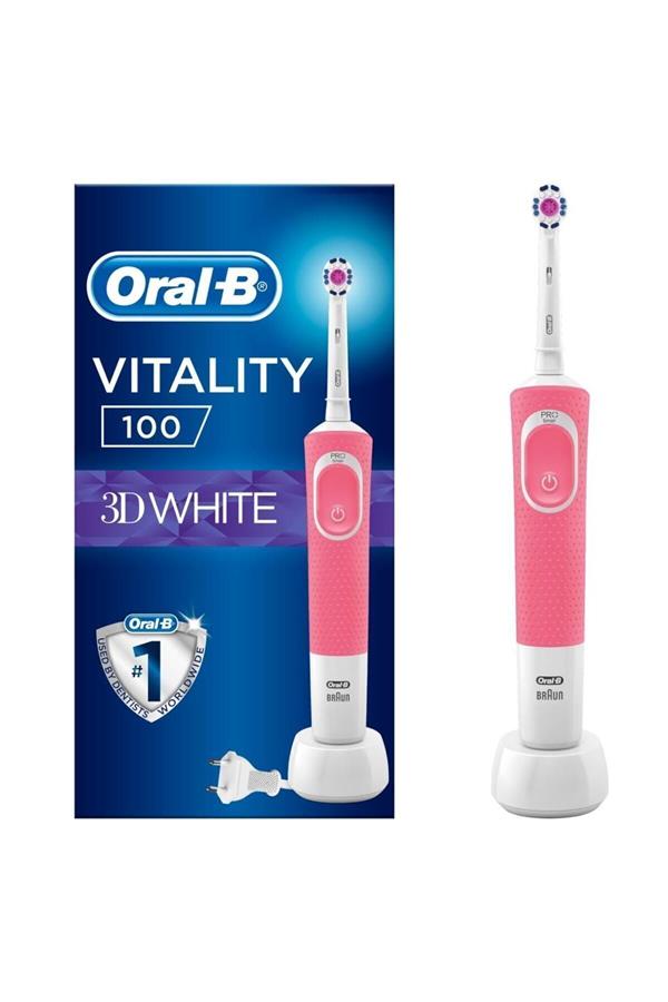 مسواک برقی قابل شارژ اورال-بی با ضمانت اصالت کالا، مدل  D100 Rechargeable Toothbrush 3D Whitening Pink