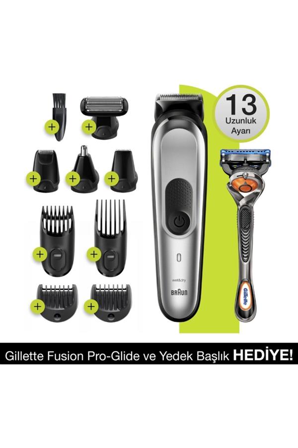 ماشین اصلاح صورت و بدن براون، با ضمانت اصالت کالا مدلMGK7220 Men's Grooming Kit 10 In 1 Trimmer 7 Gilette Gifted