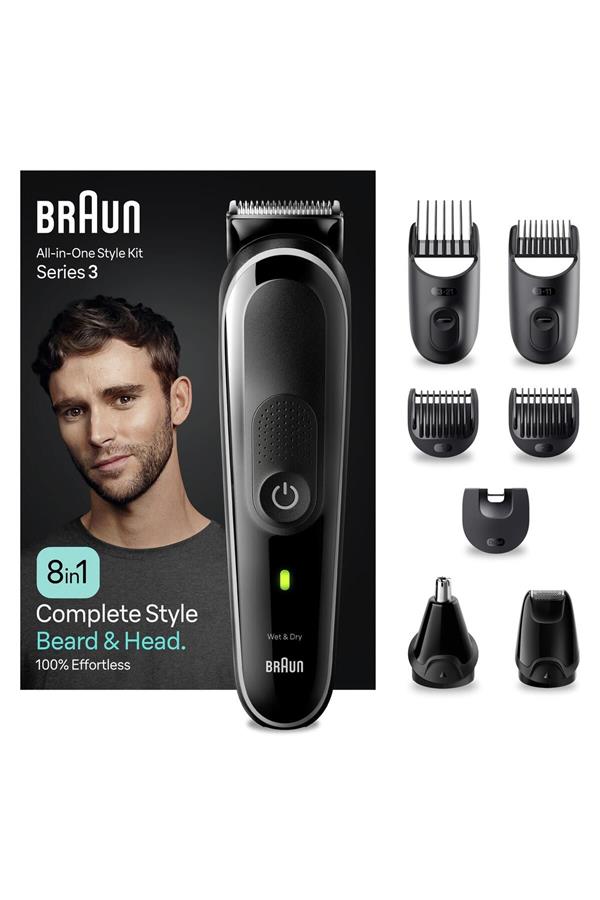 ماشین اصلاح صورت و بدن براون، با ضمانت اصالت کالا مدلSeries 3 MGK3440 All-In-One Styling Kit, 8-in-1 Men's Grooming Kit