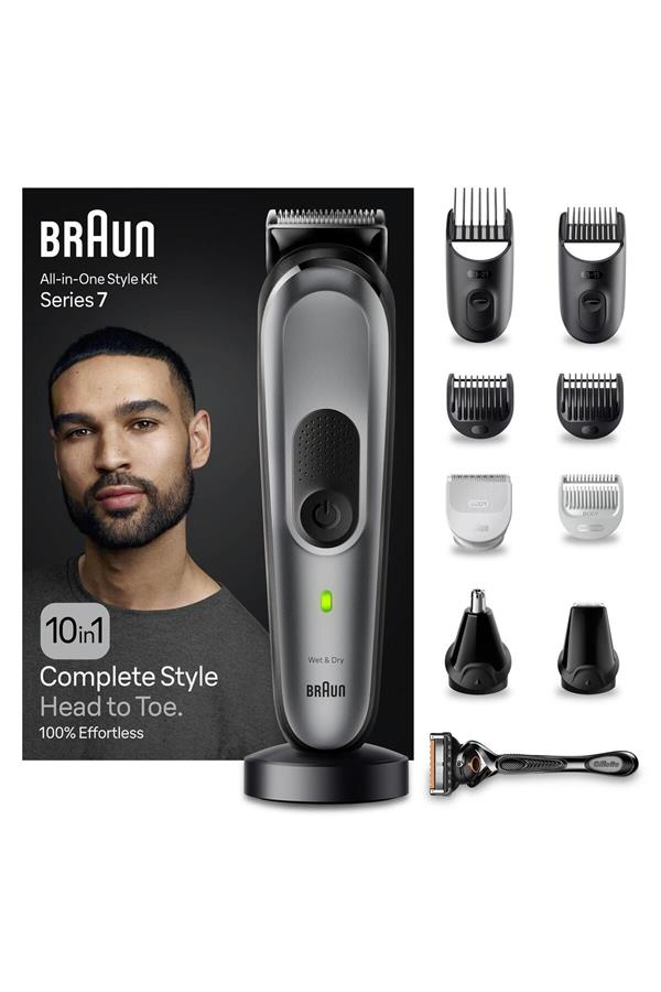 ماشین اصلاح صورت و بدن براون، با ضمانت اصالت کالا مدلBraun face and body shaver, with product authenticity guarantee, Model Series 7 MGK7420 All-In-One Styling Kit, 10-in-1 Men's Grooming Kit