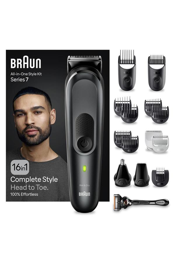 ماشین اصلاح صورت و بدن براون، با ضمانت اصالت کالا مدلSeries 7 MGK7470 All-in-One Styling Set, 16-in-1 Grooming Kit