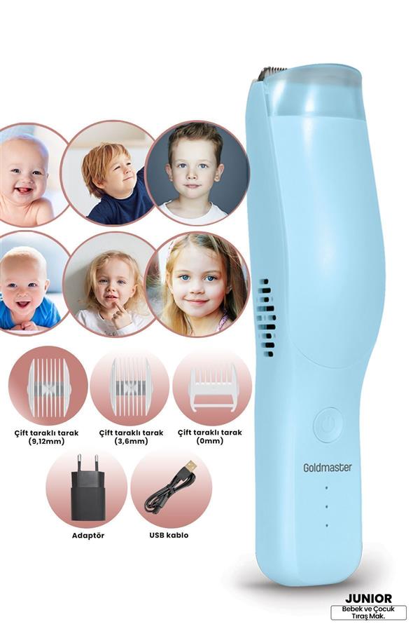 ماشین اصلاح صورت و بدن گلد مستر، با ضمانت اصالت کالا مدلJunior Vacuum Silent Safety Lock Washable Baby Kids Hair Clipper And Shaver