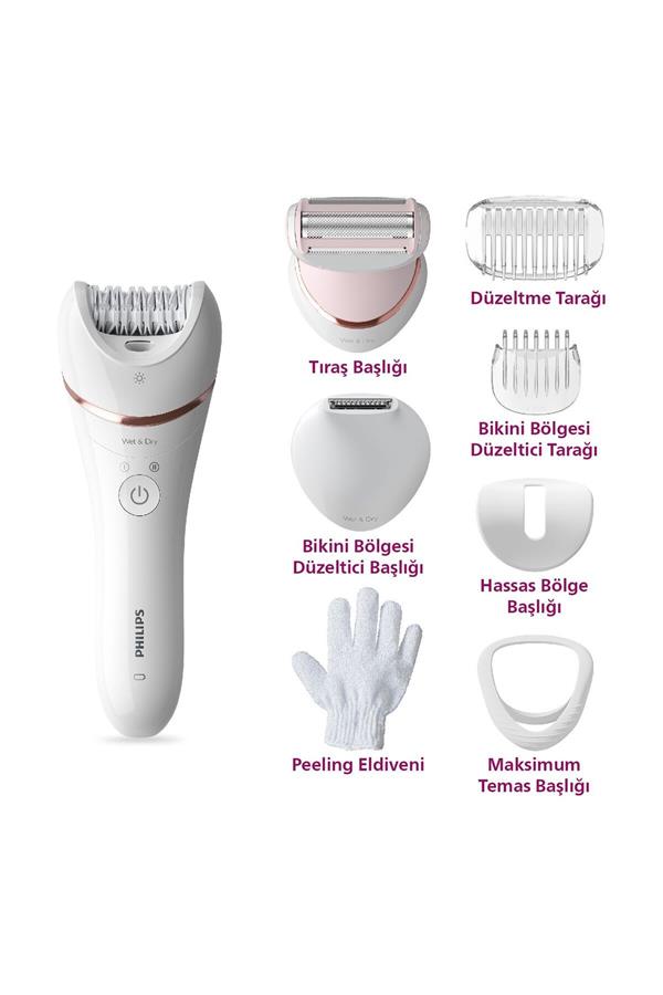 اپیلاتور فیلیپس با ضمانت اصالت کالا مدل BRE720/05 Epilator (Face + Armpit + Bikini Area + Leg) Wet and Dry, Lighted, Wireless