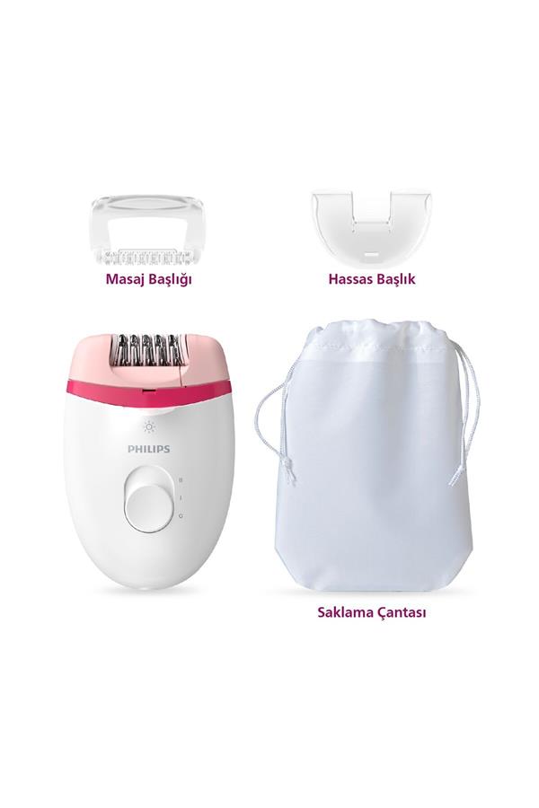 اپیلاتور فیلیپس با ضمانت اصالت کالا مدل BRE255/05 Corded Epilator,Leg Use,Light Feature,3 Attachments,2 Speed Settings